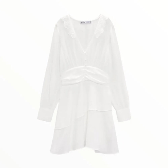 ZARA | White | OPENWORK EMBROIDERED MINI DRESS - Picture 2 of 10